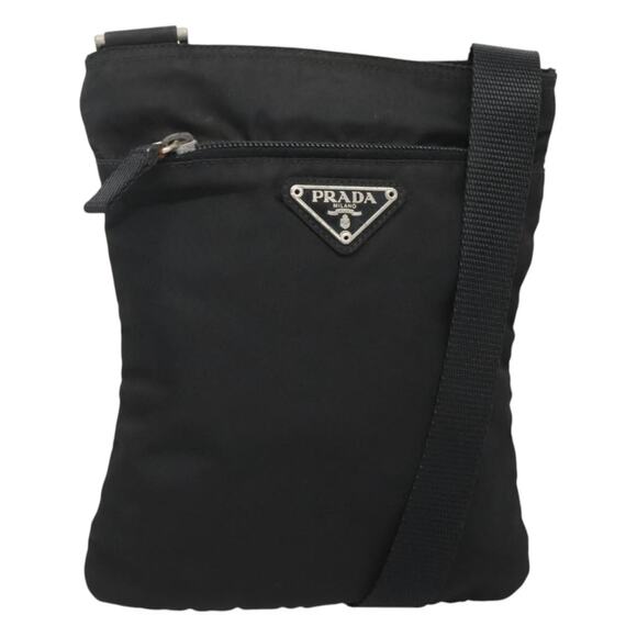 PRADA Shoulder Bag Nylon Black Silver - Picture 1 of 9